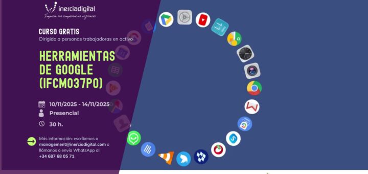 Docente usando herramientas de Google en el aula durante el curso gratuito de Inercia Digital.