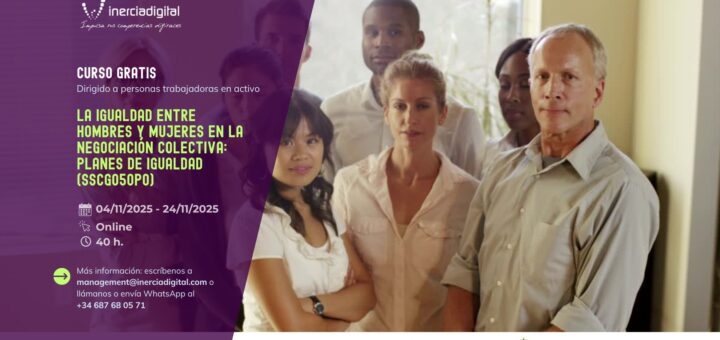 Profesionales analizando un plan de igualdad entre hombres y mujeres en el ámbito laboral durante un curso online subvencionado por el SEPE.