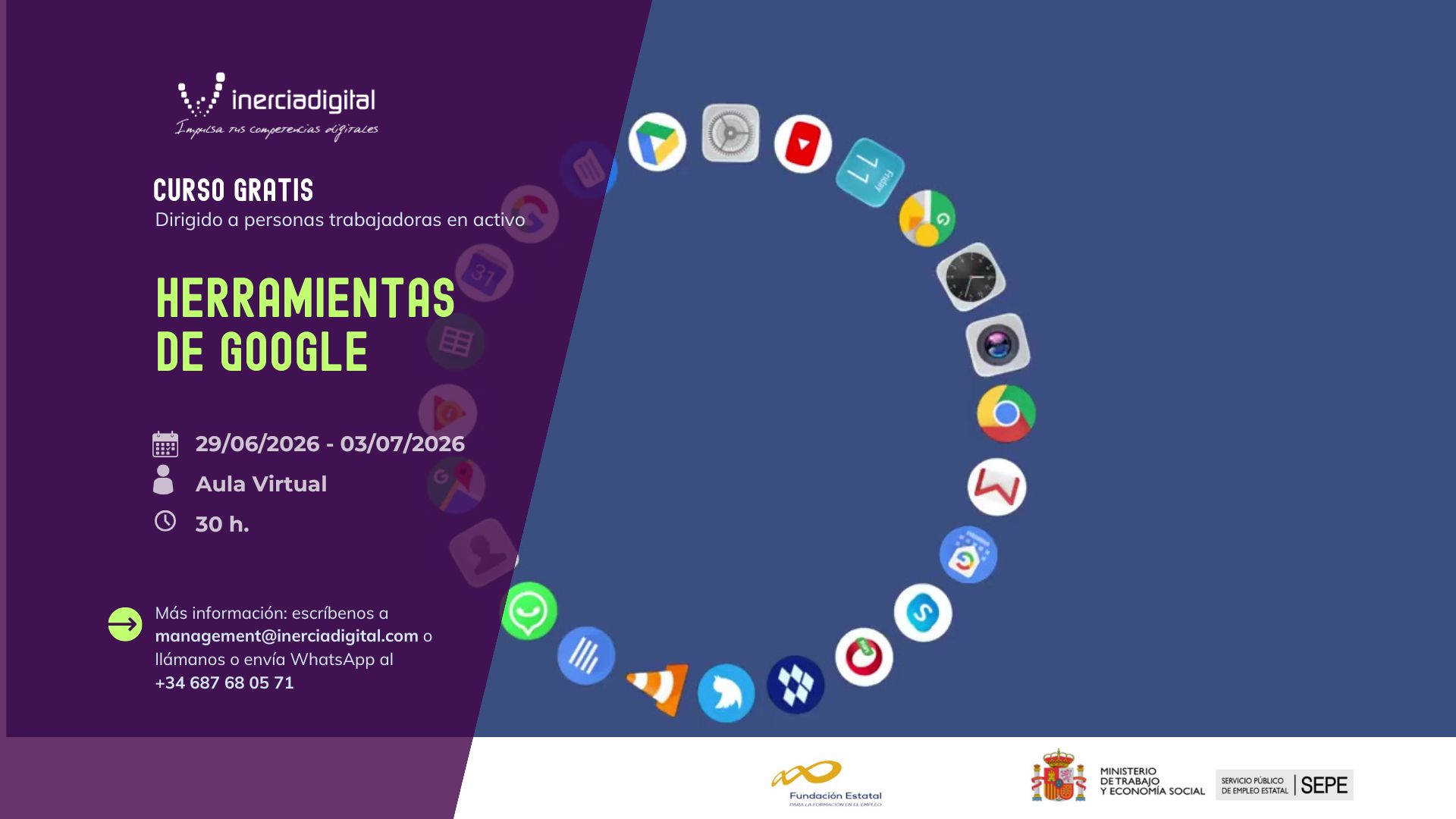 Curso herramientas Google subvencionado por el SEPE